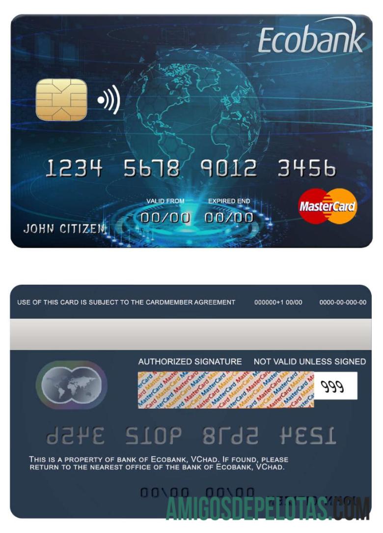 Chade Ecobank Bank Mastercard amostra